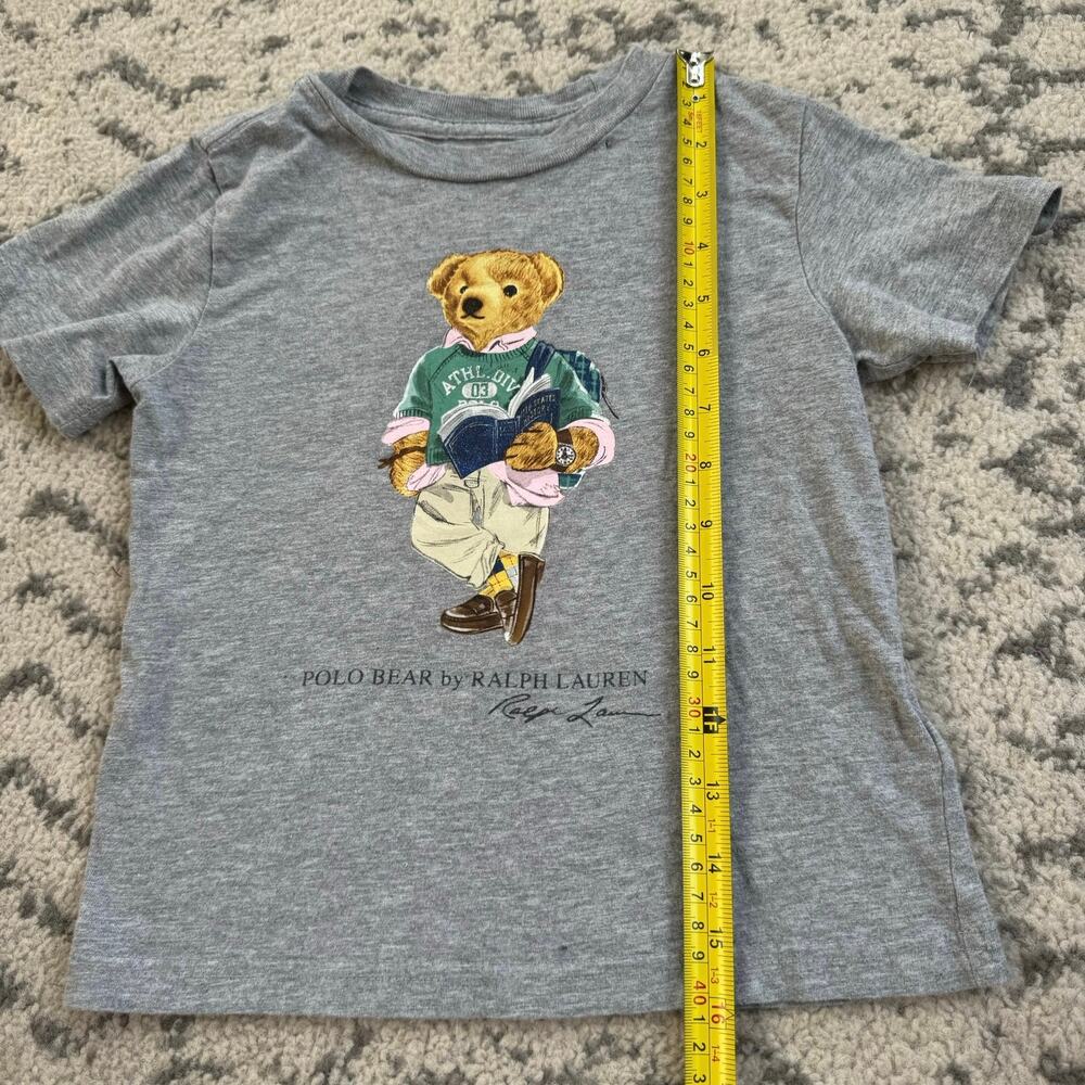 Ralph Lauren Grey Polo Bear Cotton Jersey T Shirt 3T - Picture 4 of 5